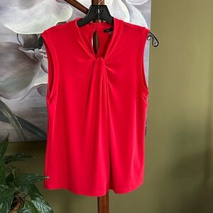Tommy Hilfiger Twisted Knot-Neck Sleeveless Top Shell Blouse Red Medium NWOT
